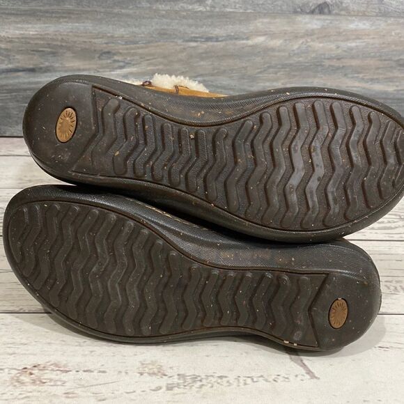 Ugg Australia Elijo Chestnut Brown Suede Winter Fur Cuff Boots #5674 - Picture 9 of 15